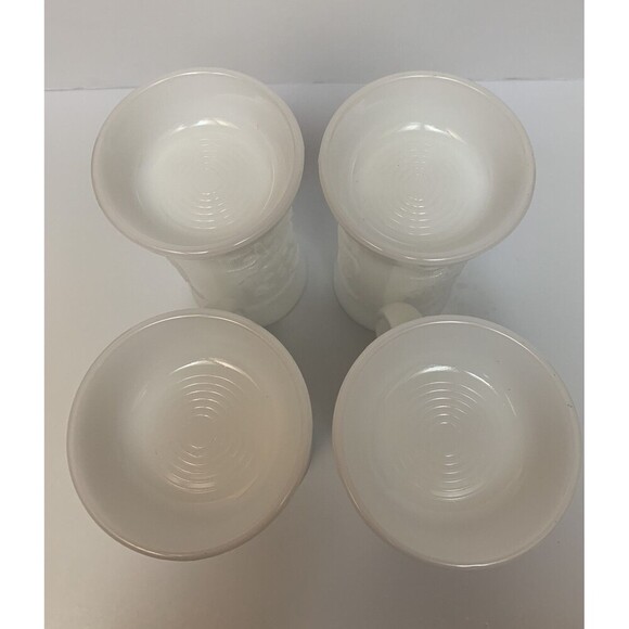 Vintage Federal White Milk Glass Beer Stein Mug Tankard Tavern Scene Set (4) - Picture 3 of 8